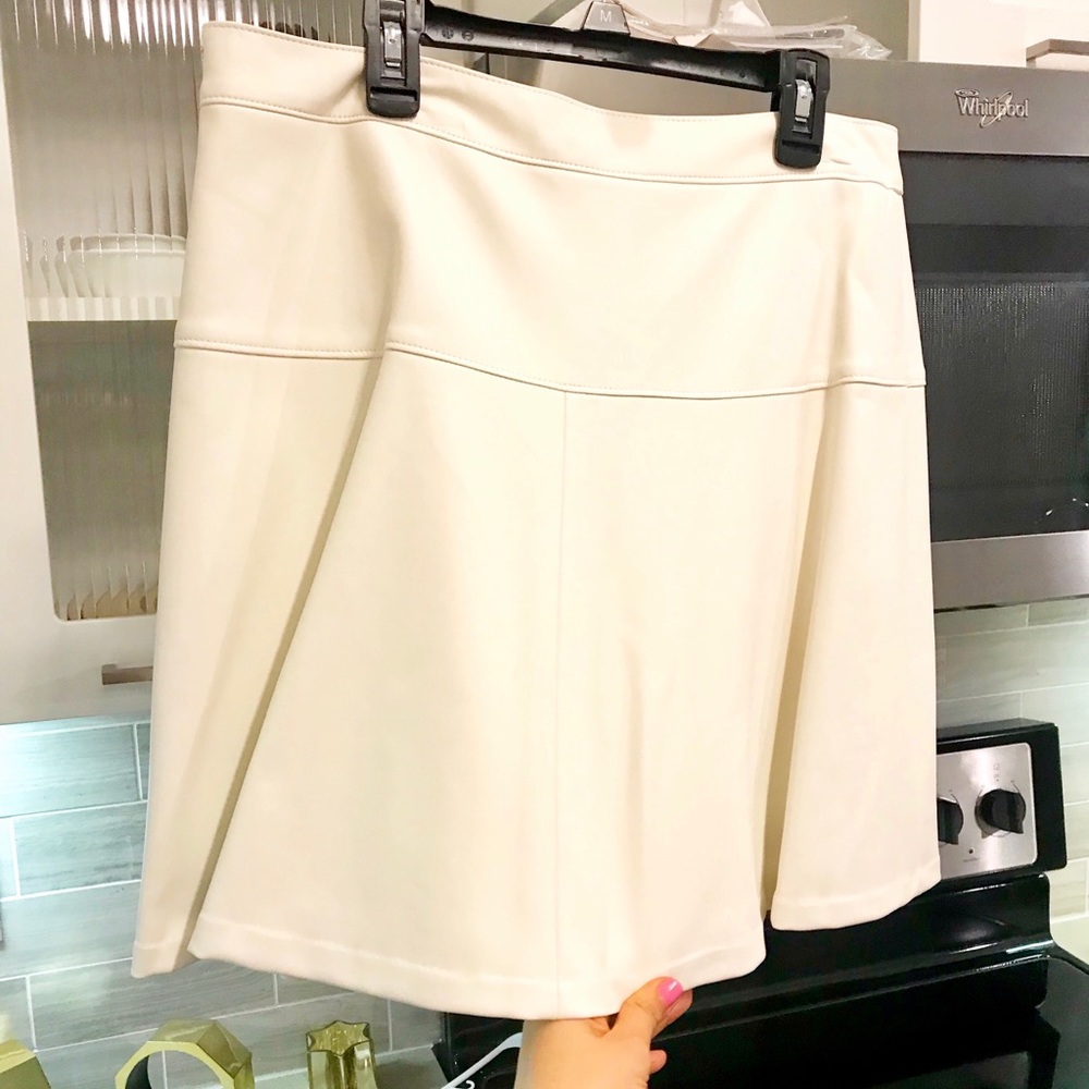 White faux leather a-line skirt